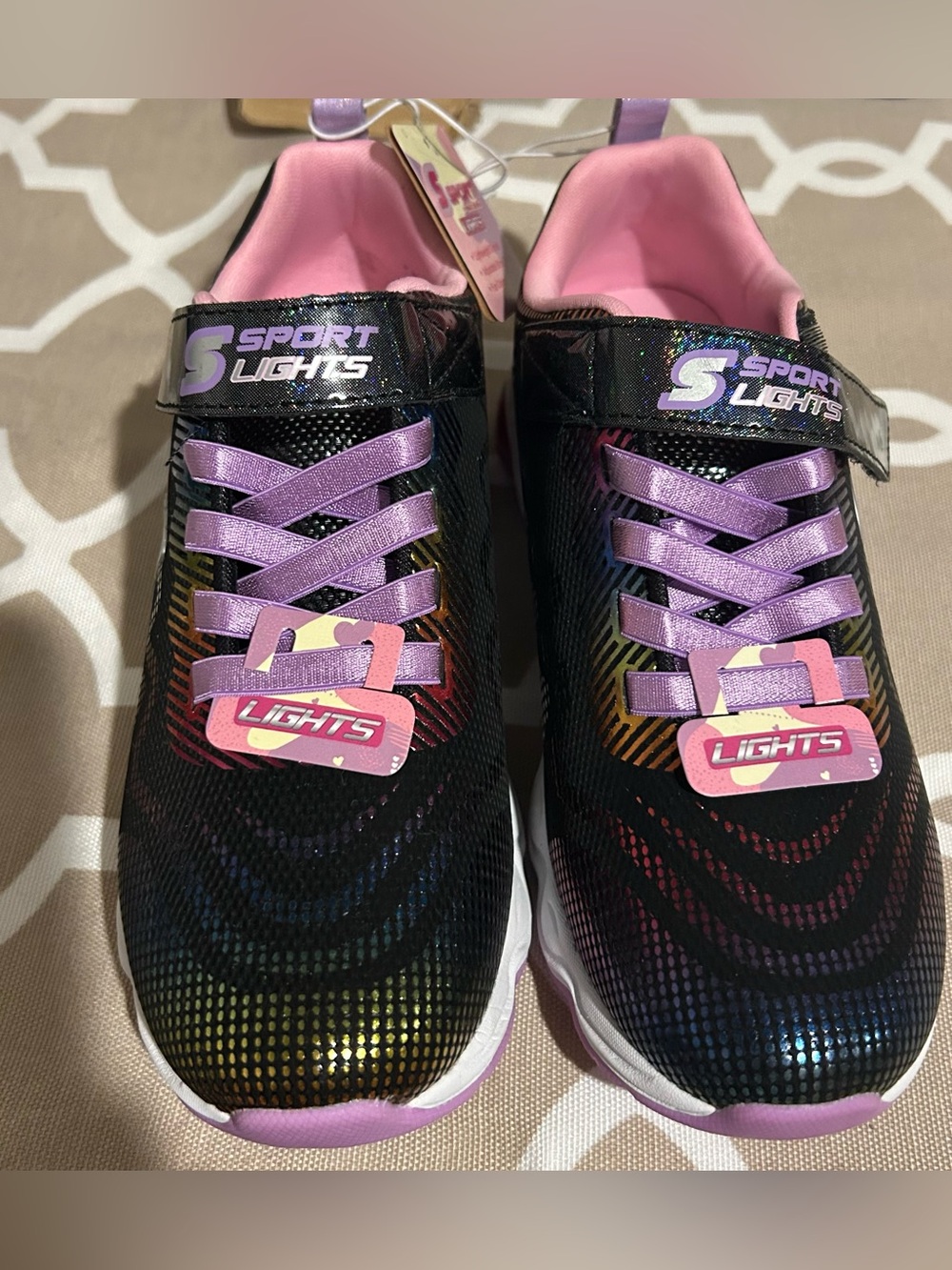 Kids Light-Up Sneakers in Black & Purple by Skechers